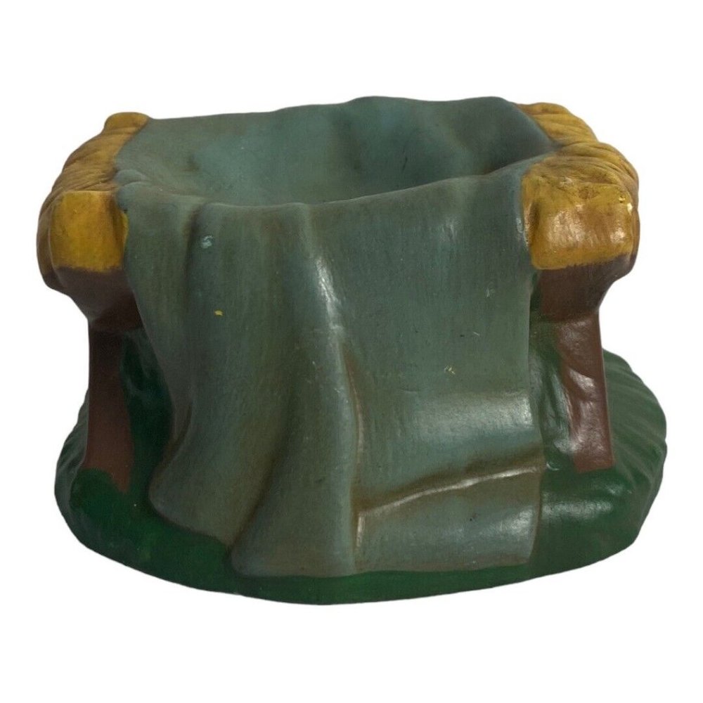 Nativity  Holland Mold Ceramic Replacement Manger Crib Empty 4"-Brown Blue